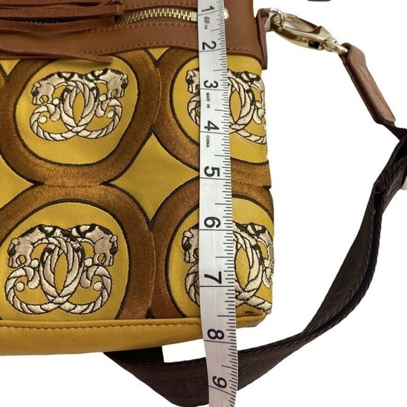 Vintage Sharif Handbag Crossbody Shoulder Purse Africa Jungle Embroidery Leather - Picture 8 of 12